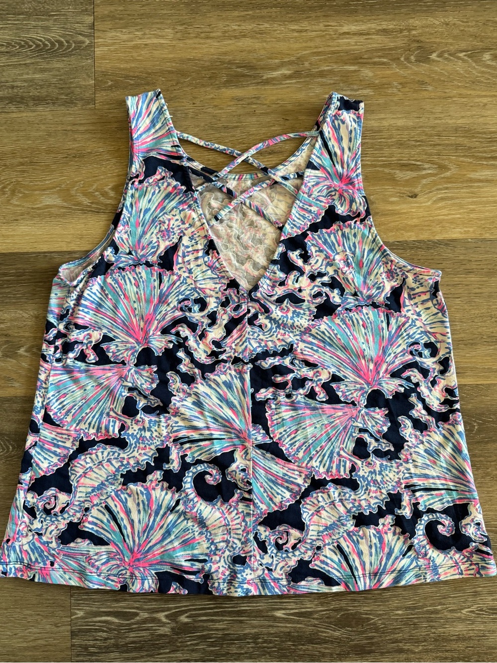 Lilly Pulitzer Navy Multi Seashell Print Tank Top - Picture 3 of 3